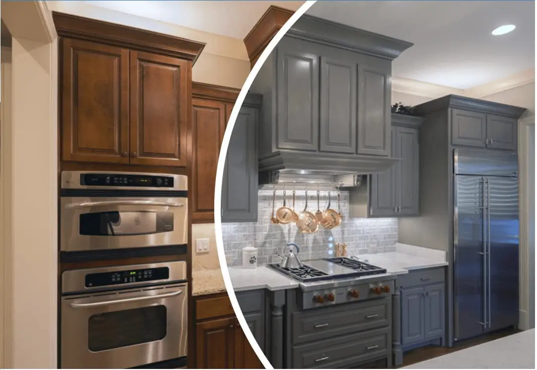 before and after cabinets resurfaced