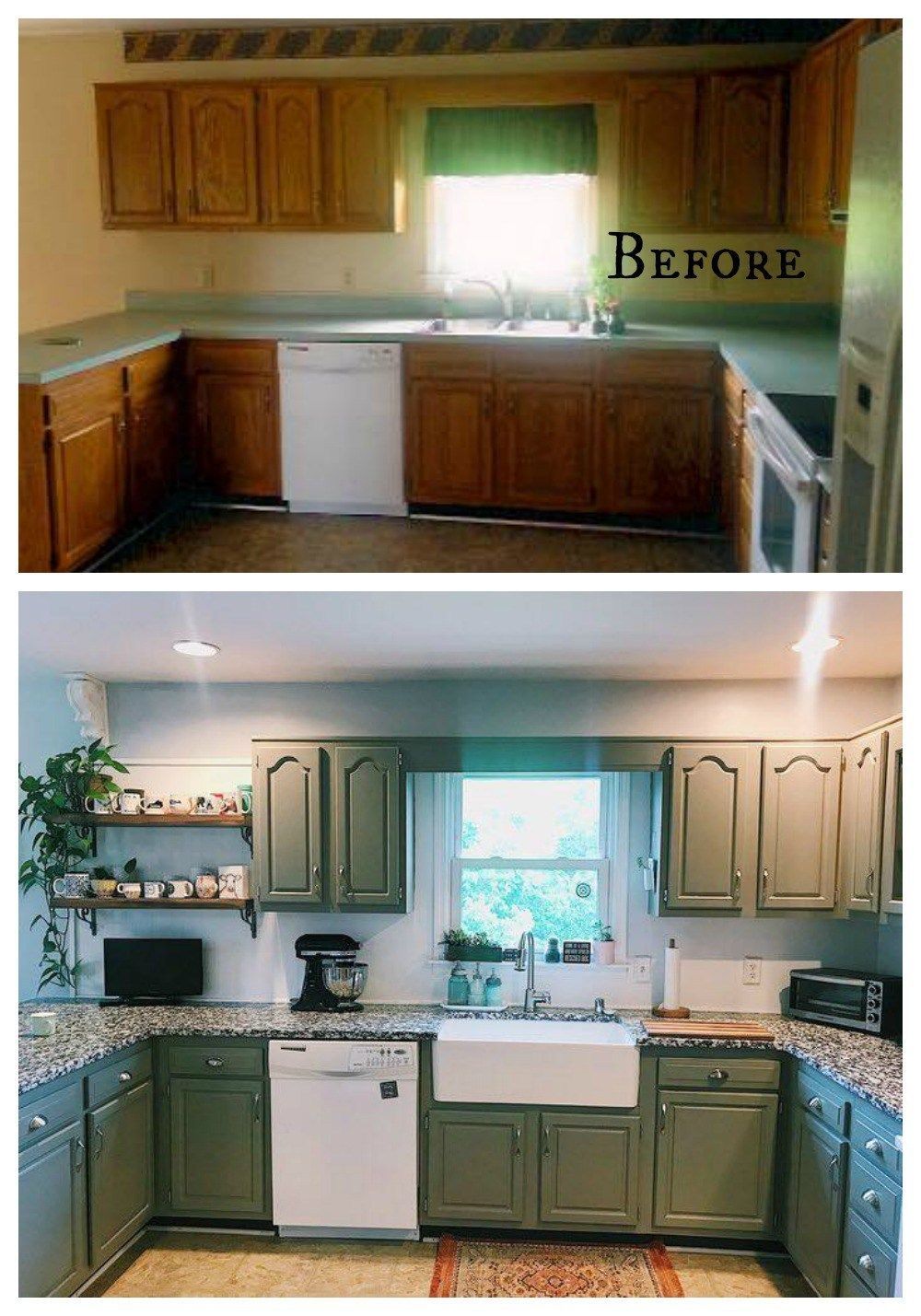 before and after kitchen cabinets and counters resurfacing