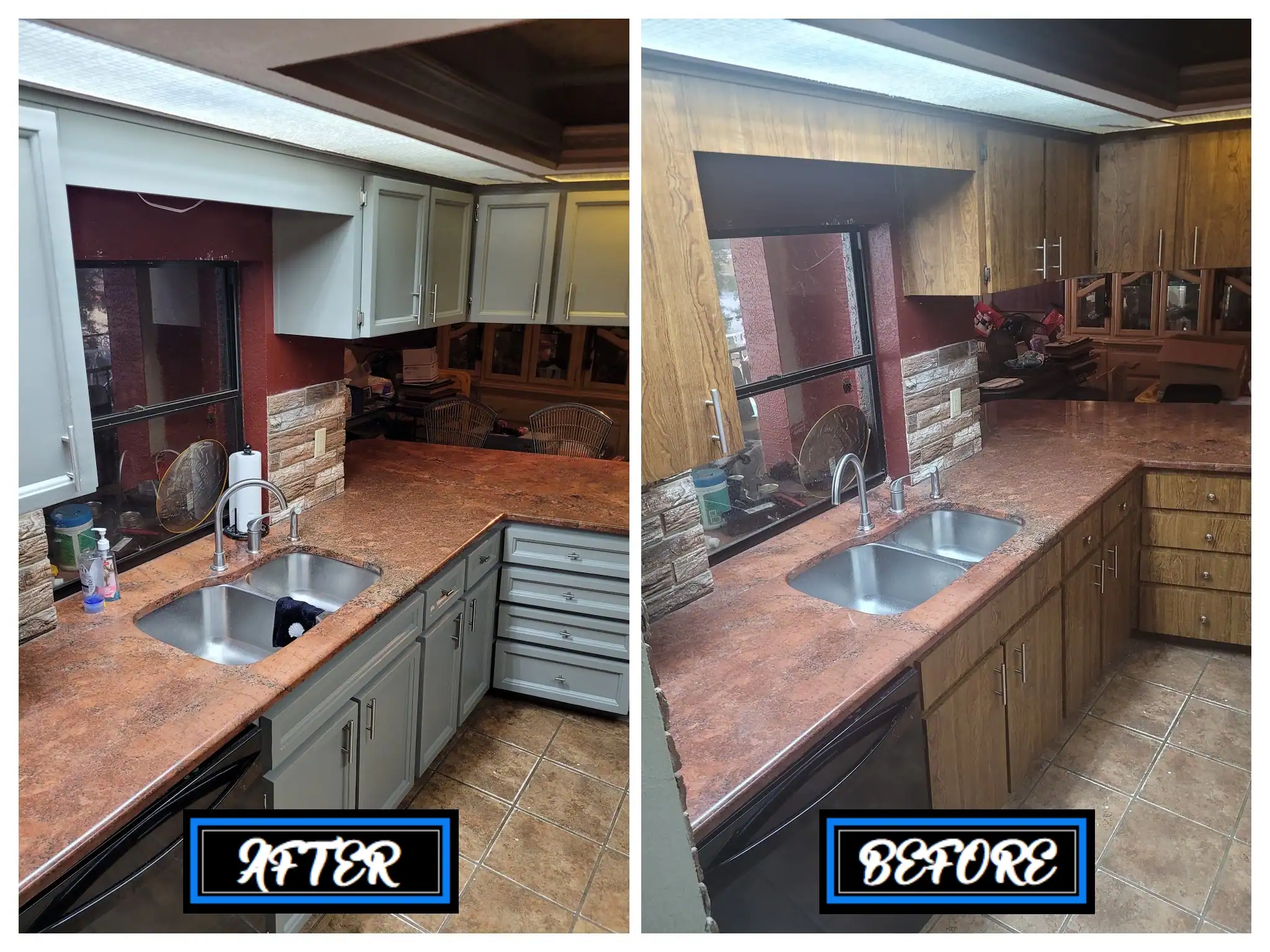 kitchen-cabinet-painting-gray-and-red