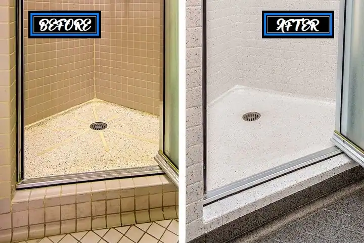 before after shower tile refinishing